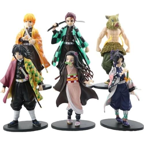 Cute Anime Demon Slayer PVC Action Figure Warrior Model Figures Toy 16CM Anime Figure Doll Yaiba Kamado Tanjirou Nezuko Boy Gift