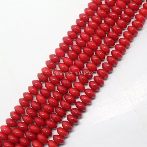 Mini. order is $7!Wholsales 98pcs, 5x7mm Red Coral Oval Saucers Loose Beads 15"