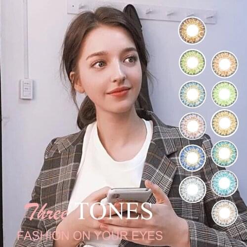 Fashion Cosmetic Contact Lenses Brown Blue Gray Green Color Contact Lens Classic 3Tones 12 Colors Contacts Lenses
