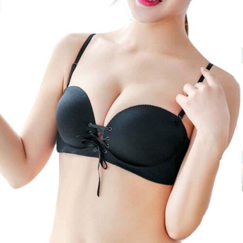 Fashion Seamless Small breast Push Up bra sexy belt pull B Straps Bra one peice strapless dress party wedding bra