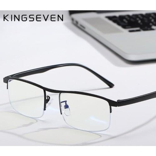 KINGSEVEN 2020 Myopia Glasses Men Women Retro Metal Frame Square Students Myopia Glasses Frame For 1 -1.5 -2 -2.5