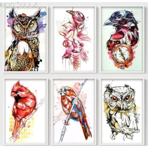 MYCELLA Diy Diamond Painting Colorful Animal Illustrations Cross Stitch FULL Diamond Embroidery Owl Picture Diamond Mosaic Gift