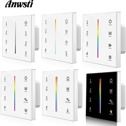 Wall Mounted Touch Panel 2.4G Wireless DMX512 Master RF Dimmer Controller for Single Color CCT RGB RGBW RGBCCT LED Strip Lights