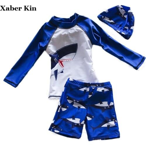 New 2017 Boys Cartoon Sports Bathing Suits Children Kids Swimsuit For Boys 3pcs Swimwear Beachwear Sporting Beachwear G14-K51