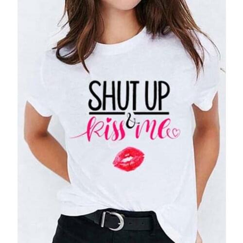 New Women T-Shirts Color Lip Print Casual Tops Harajuku Tee Summer Short Sleeve Female T Shirt For Woman Clothes Plus Size