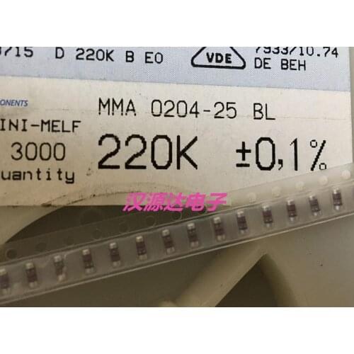 Original new 100% MMA0204-25BL-220K-0.1% SMD color ring wafer resistance 0204 220K 0.1% 0.25W (Inductor)