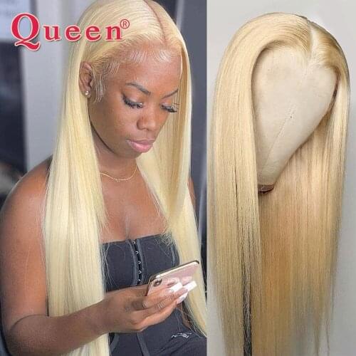 Transparent 613 Blonde Lace Front Wigs Pre Plucked Straight Brazilian 613 13x4 Lace Frontal Wig with Baby Hair Remy QUEEN HAIR