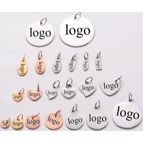 50Pcs/Lot Stainless Steel Blank Stamping Tags For Custom Logo Charms DIY For Necklace Jewelry Makings Wholsale