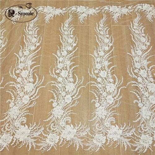Sequined Lace Fabric Border Embroidery Flower Wedding Dress DIY Sewing Accessories