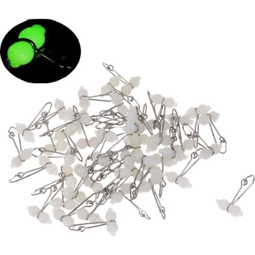 50 Pieces Fishing 3 Way Rolling Swivel Snap T-shape Cross-line Hooked Snaps with Luminous Gourd Fishing Tools