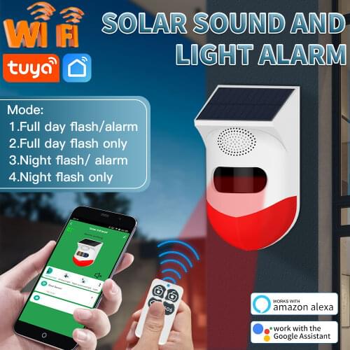 Angus NEW Tuya WiFi PIR Siren Outdoor Solar Infrared Wireless Waterproof Detector for Home Burglar GSM Security Alarm System