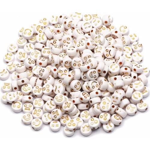 Mixed Round White Mood Pattern Spacer Beads 4x7mm Loose Acrylic Beads For Jewelry Making Diy Necklace Bracelet Accessories