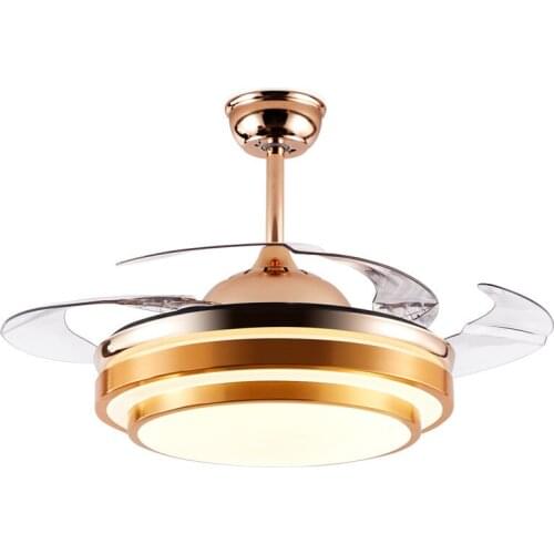LED Ceiling Fan Light Interior Living Room Invisible Ceiling Fan Light Tricolor Light 42 Inch Ceiling Fans with Lights