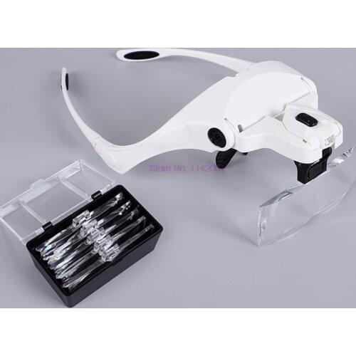 1.0X 1.5X 2.0X 2.5X 3.5X Adjustable 5 Lens Loupe LED Light Headband Magnifier Glass LED Magnifying Glasses With Lamp