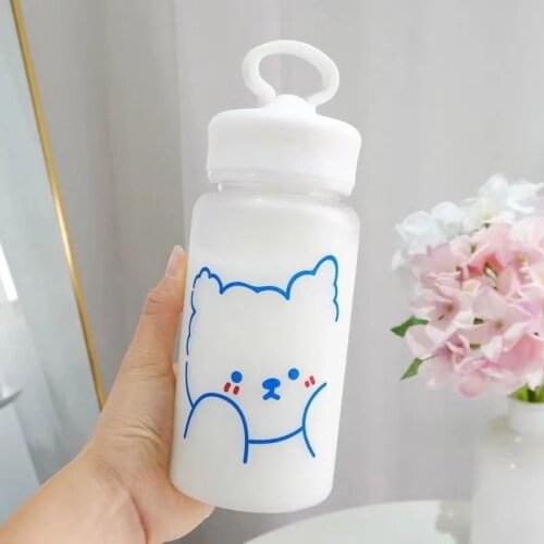 500ml lucky Transparent Plastic Water Bottles BPA Free Creative Frosted Water Bottle With Portable Rope Travel Tea Cup b