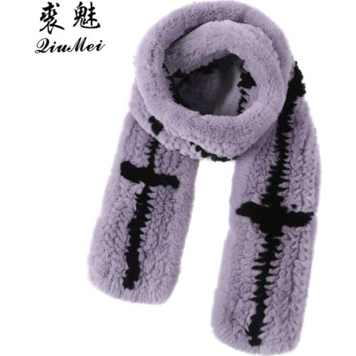 Real Fur Winter Scarf Women Warm Fur Soft Knitting Real Rex Rabbit Fur 160cm 2020 New High Quality Hand Made Long Scarves Fur