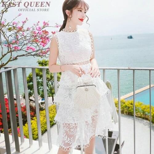 Hollow out lace dress women transparent sweet vestido 2018 white dresses hollow elegance cut out waist clothes dress AA3752 Y A
