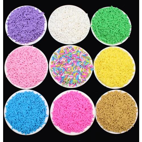 100g/Lot Polymer Soft Clay Gracile Cylindrical Candy Sprinkles for Delicious Cake Decoration , DIY Crafts Filler Accessories