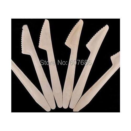 1000 Pieces Wood Knife Disposable Wooden Knives Cutlery Catering Party BBQ Camping Travel Wedding Birthday Supply Free Shipping