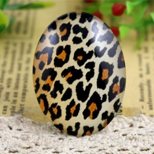 2pcs 30x40mm New Fashion Leopard Handmade Photo Glass Cabochons Pattern Domed Jewelry Accessories Supplies-I3-24