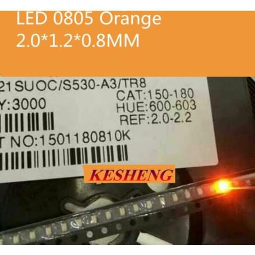 200PCS 0805 SMD Orange Amber led 600-610nm SMT LED Light Diode Water Clear DIY Super Bright DIODES