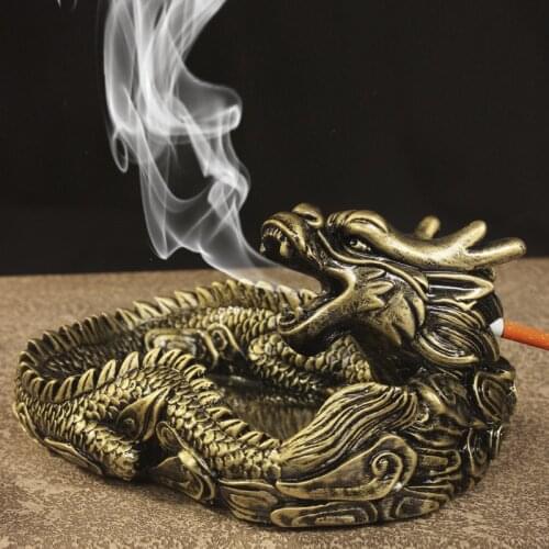3 Sizes Creative Dragon Shape Ashtray Vintage Personality Home Decoration Living Room Portable Car Cigarette Cigar Ashtray