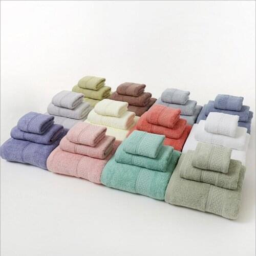3pcs/pack Cotton Towels Bathroom Sets 12 Colors Available