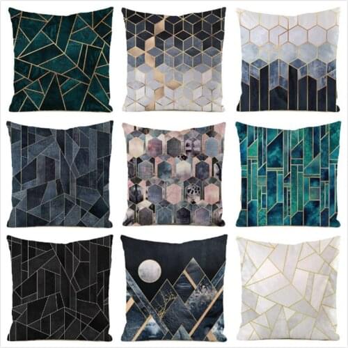 45cm*45cm **Abstract Geometry** Inimitated Silk Fabric Throw Pillow Covers Couch Cushion Cover Home Decorative Pillows
