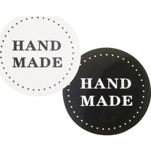 800PCS/Lot Round Black and white HAND MADE Craft paper Seal sticker DIY Gifts sealing stickers posted Baking Decoration label