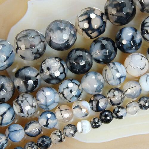 8SE11362 Faceted Black Fire Stone Round Beads 15" 6mm 8mm 10mm 12mm 14mm Pick Size
