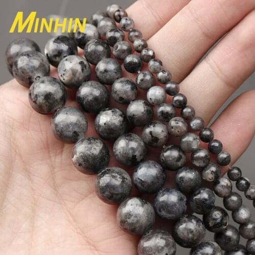 Natural Natural Stone Beads Round Smooth Black Flash Stone Loose Beads For Jewelry Making DIY Charm Bracelet Necklace Accessorie