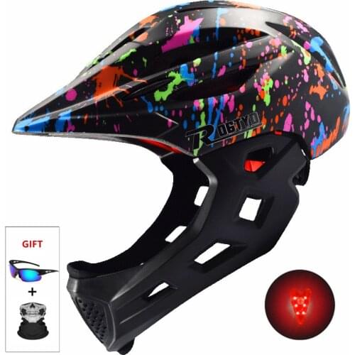 Children Cycling Helmet with Taillight Full Face Detachable Kids Helmet MTB Downhill Bike Helmet Sports Safety Capacete Ciclismo