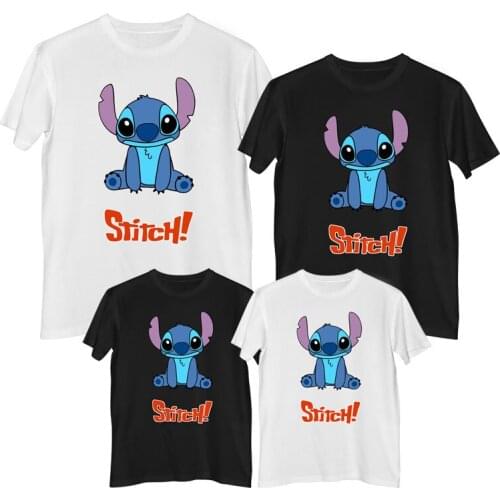 Disney Lilo & Stitch T shirt Comfortable Breathable 100% cotton Fashion mother and daughter clothes family matching outfits