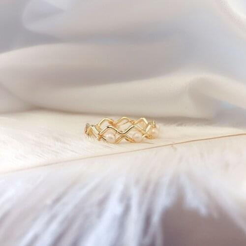 JZ028001 All-match Temperament Jewelry Handmade Ring Pearl Ring Personalized Fashion Simple Jewelry