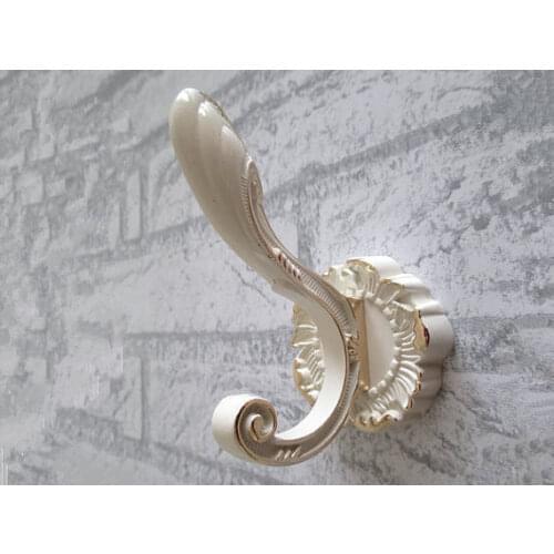 Hooks White Wall Hooks / Shabby Chic Coat Double Hook Metal Gold Ruffle / Decorative Hat Hanger Furniture Hangers French