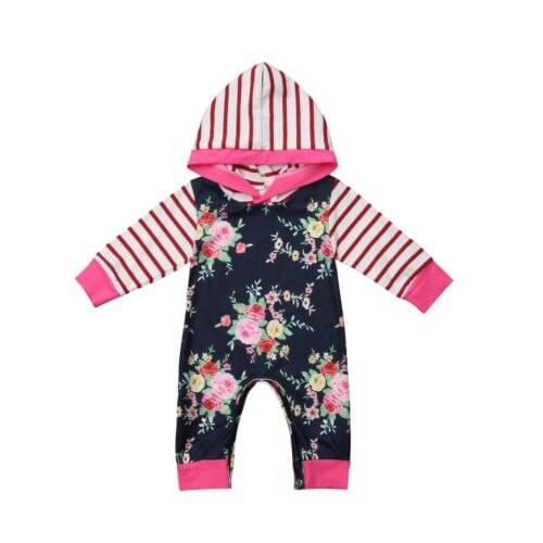 Lovely Newborn Baby Girls Clothing Hooded Flower Romper Jumpsuit Long Sleeve Outfits Clothes Playsuit Baby Girl 0-18M