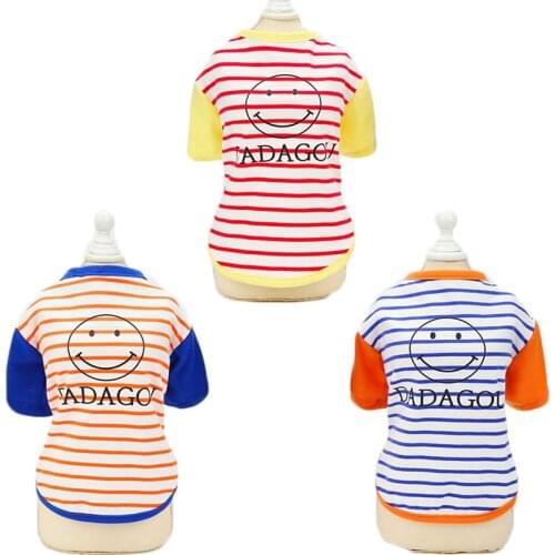 Cute Dog Shirt Cat Clothes Strips Long Sleeve Dog Hoodies Tshirt Smile Print Pullover Cotton Dog Clothing Pet Cat Sweatshirt XXL