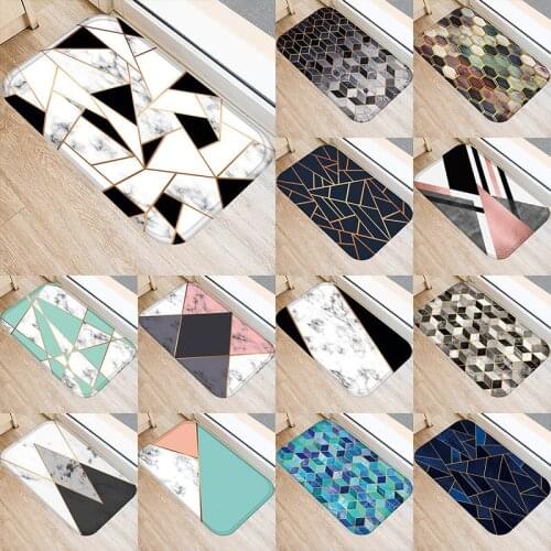 Sea Geometric Anti-Slip Doormat Kitchen Entrance Door Mat Suede Velvet Carpet Doormat Colorful Indoor Floor Mats Rug 48267