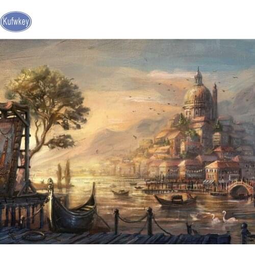 Kufwkey Craft Needlework Diy Handicrafts Urban Landscape Diamond Painting Artwork Painting Diamond Embroidery Square Drill 45x60