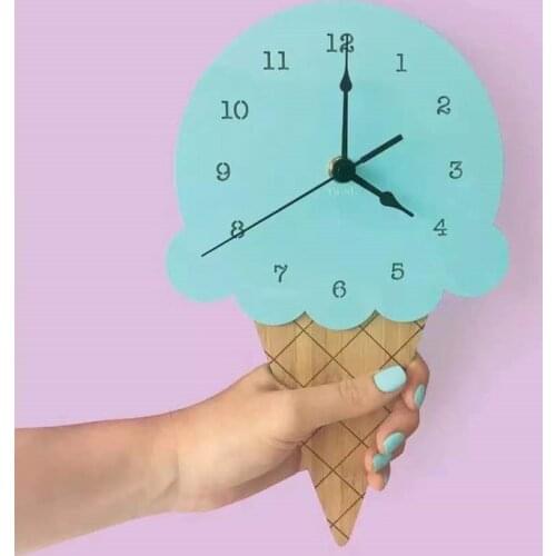 INS Hot Air Balloon Ice Cream Wall Clocks Children Bedroom Hanging Mute Clock Nordic Kids Room Decoration Ornaments Photo Props