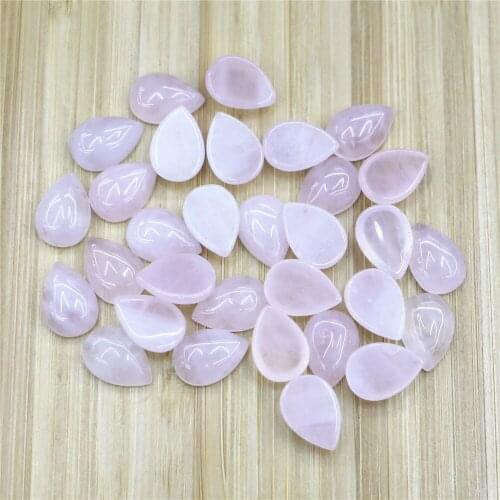 Natural Rose Quartzs Stone&synthetic Stone Cab Cabochon Charm Water Drop Beads for Jewelry Making 10x14MM 30Pcs Free Shipping