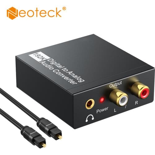 Neoteck 192kHz DAC Digital Coaxial Toslink to Analog Stereo L/R RCA 3.5mm Audio Adapter Digital Audio Decoder Stereo For Amp
