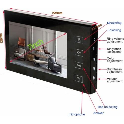 New 7 inch Color TFT LCD Monitor Video Door Home Phone Intercom System With Night Vision Doorbell Camera