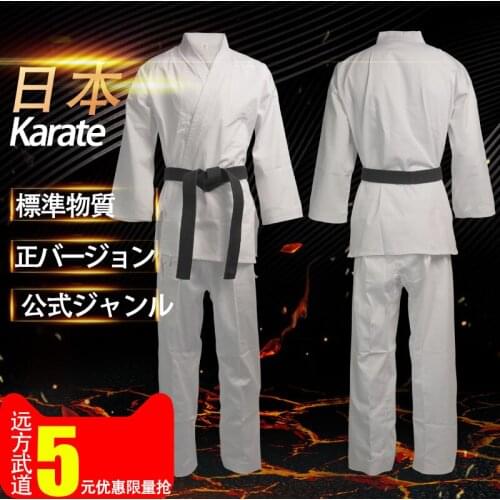 Free Shipping High-quality Karate Clothing With White Waisted Belt Adult Children Twill Polyester Cotton Karate Clothing