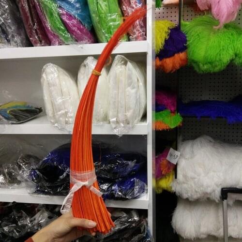 Wholesale Beautiful Gorgeous 10 pcs Orange Ostrich feathers spine 16-20inch/40-50cm diy holiday party supplies