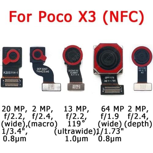 Original Rear Front Camera For Xiaomi Mi Poco X3 NFC Backside Facing Frontal Selfie Back Camera Module Replacement Spare Parts