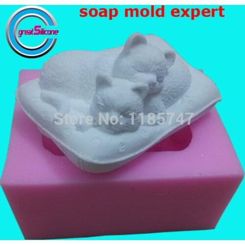 Great-Mold 3D Cat Silicone Mold for Soap Animal Silicone Soap Mold Decorating Craft Mold