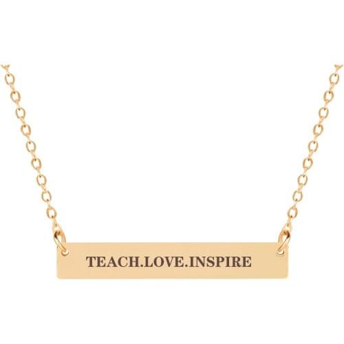 TEACH.LOVE.INSPIRE Fashion Carved Letters Personality Horizontal Bar Clavicle Necklace Creative Jewelry Women Girl