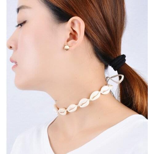 New Boho Shells Neckalce Women Summer Beach Conch Shell Choker Black White Rope Collar Chain Natural Seashell Necklaces Jewelry