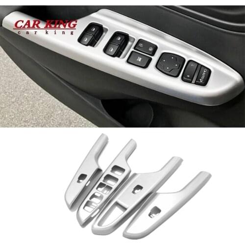 Car Window Lift Door Panel For Hyundai Kona Kauai Encino 2019 2018 ABS Chrome Auto Glass Button Switch Accessories